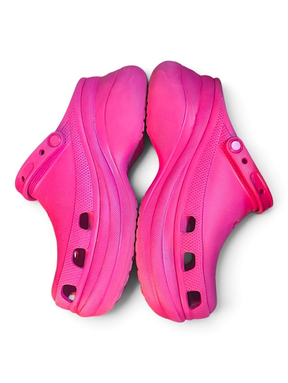Crocs Classic Crush Platform Clogs Hot Pink Womens 10 Chunky Retro Shoes Slides